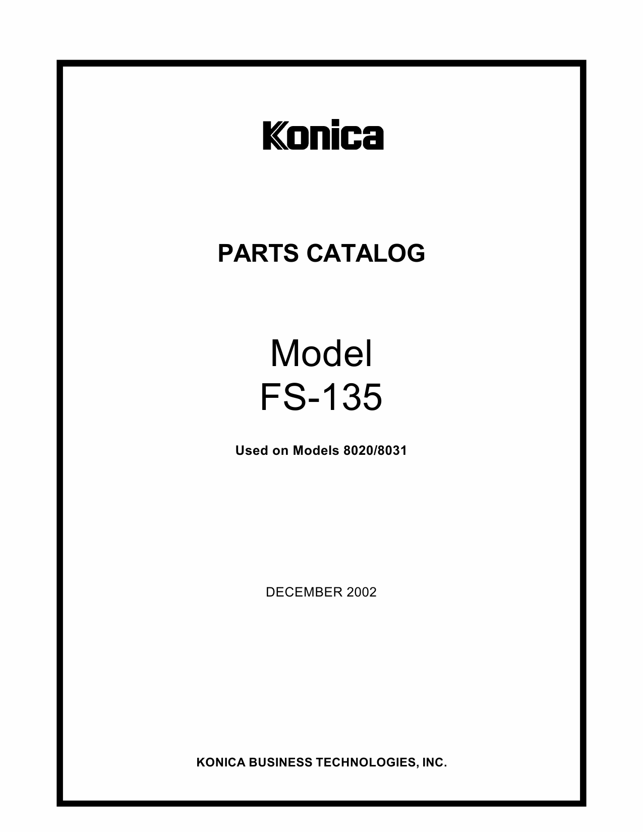 Konica-Minolta Options FS-135 Parts Manual-1